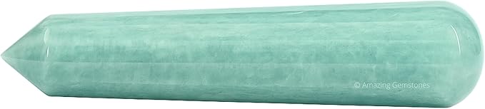 Amazing Gemstone Amazonite Crystal Wand Massage Stick - Pelvic Wand Gua Sha for Adults - Crystals and Healing Stones Massage Wands for Adults Gifts (Pointed)