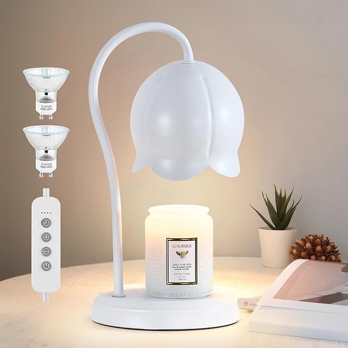 Candle Warmer Lamp White, Dimmable Scented Wax Melt Warmer with Timer, Womens Gifts for Christmas Candle Warmer Lamp, Housewarming Gifts for Home Bedroom Decor, Xmas Birthday Gifts for Mom