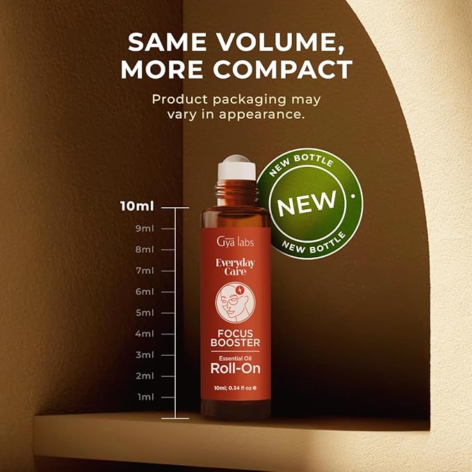 Gya Labs Focus Booster Essential Oil Roll On - 0.34 Fl Oz - Travel Size Roller for Camping, Skin, Aromatherapy Relief, Convenience