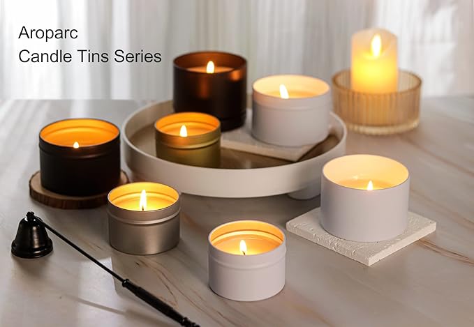 Aroparc Candle Tins 8oz with Lids, 24 Pack Seamless Bulk Candle Containers for Candle Making Supplies - Black