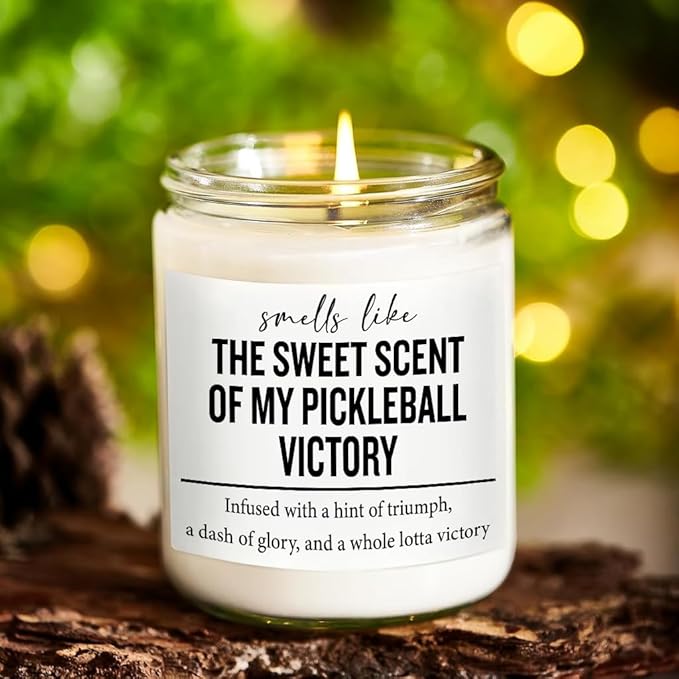 Funny Pickleball Gift Set - Scented Candle & Cosmetic Bag - Pickleball Gifts for Women, Men, Players, Coaches - Gag Gift for Birthday, Christmas, Stocking Stuffers, Pickleball Enthusiasts