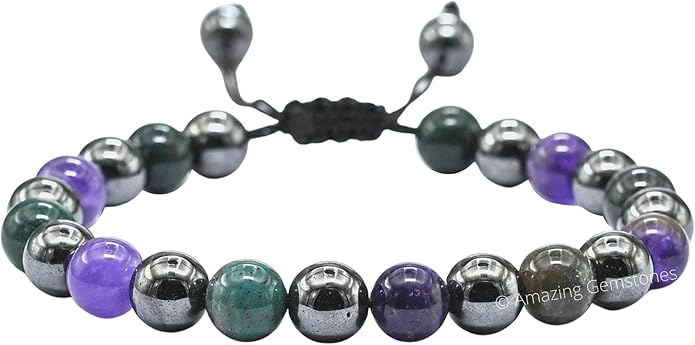 Natural Healing Crystal Bracelet for Women - Mens Bracelet Energy Balancing Gemstones Set - Adjustable Stone Bead Bracelet for Men and Women - Chakra Crystal Therapy Accessory, Meditation