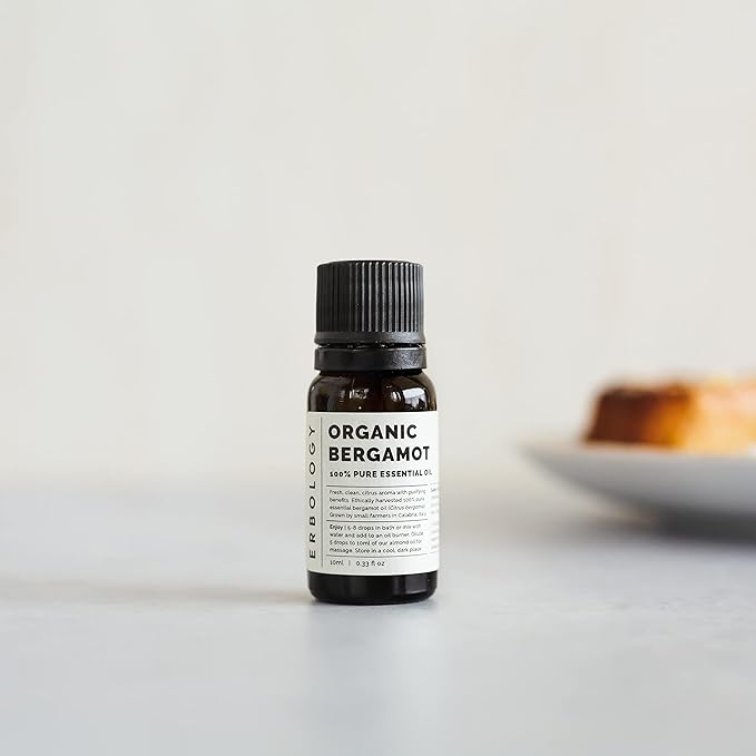 Erbology Organic Pure Bergamot Essential Oil 0.34 fl oz - Cleansing & Uplifting - Small Batch - Sustainably Sourced Straight from Farm in Italy