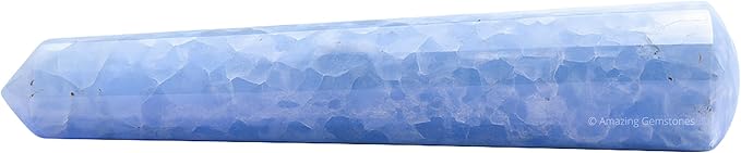 Amazing Gemstone Blue Calcite Crystal Wand Massage Stick - Pelvic Wand Gua Sha for Adults - Crystals and Healing Stones Massage Wands for Adults Gifts (Pointed)