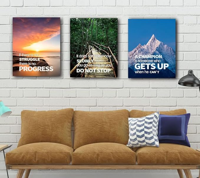 Inspirational Quotes Motto Wall Art，Motivational Office Wall Art Decoration Painting, Suitable for Library, School, Gym,Office， Living Room,Home Deco,Tabletop/Hanging,| 6-pack29 x 38 cm (Framed…) D