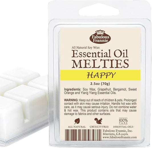 Fabulous Frannie Happy Pure & Natural Soy Candle Meltie/Tart/Melts Made with Pure Bergamot, Grapefruit and Ylang Ylang Essential Oils 2.5oz
