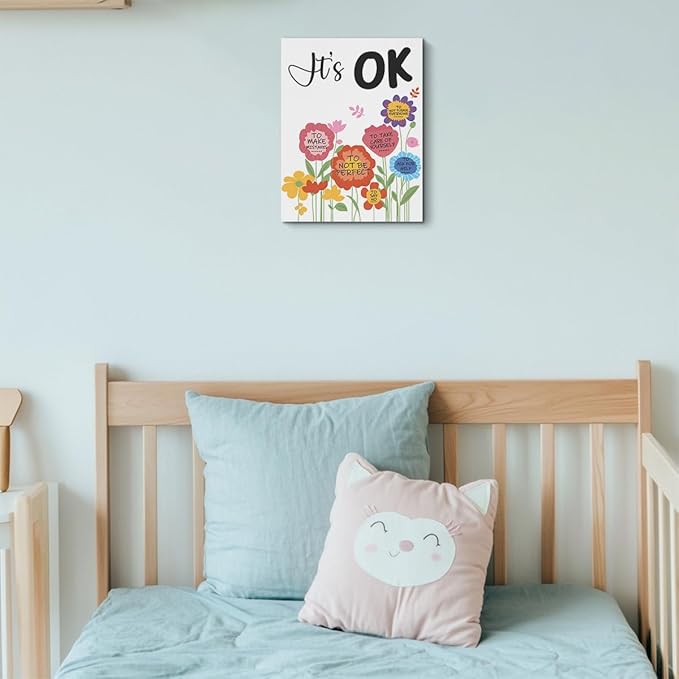 Inspirational Quotes Wall Art Decor, Mental Health Framed Canvas Wall Art for Girls Room Nursery Home Living Bedroom Office Decor, Encouragements Gifts for Girls Daughter Housewarming Gifts