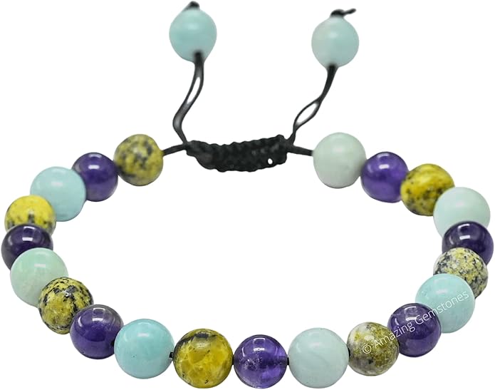 Natural Healing Crystal Bracelet for Women - Mens Bracelet Energy Balancing Gemstones Set - Adjustable Stone Bead Bracelet for Men and Women - Chakra Crystal Therapy Accessory, Meditation