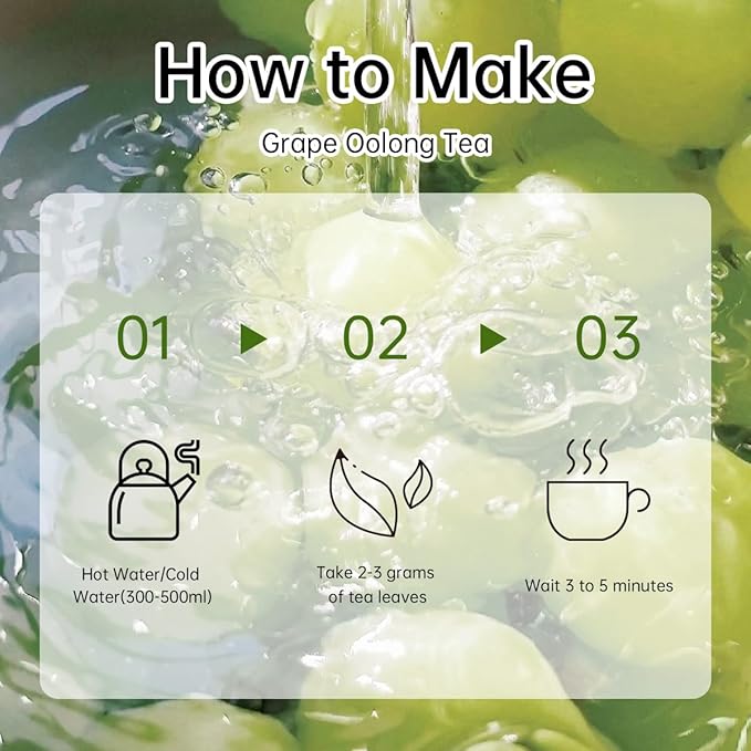 HANFANGLING Green Grape Oolong Tea - Premium Loose Leaf Tea with Natural Green Grape Flavor, 100% Natural, Refreshing & Fruity 1.76oz