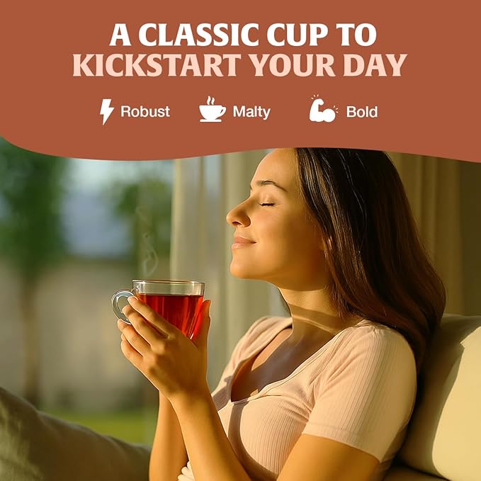 HANDPICK, Organic English Breakfast Black Tea Bags (100 Count) USDA Organic, Non-GMO | Strong, Robust, High-Caffeine Black Tea | Eco-conscious Tea Bags, Brew English Breakfast Tea & Kombucha Tea