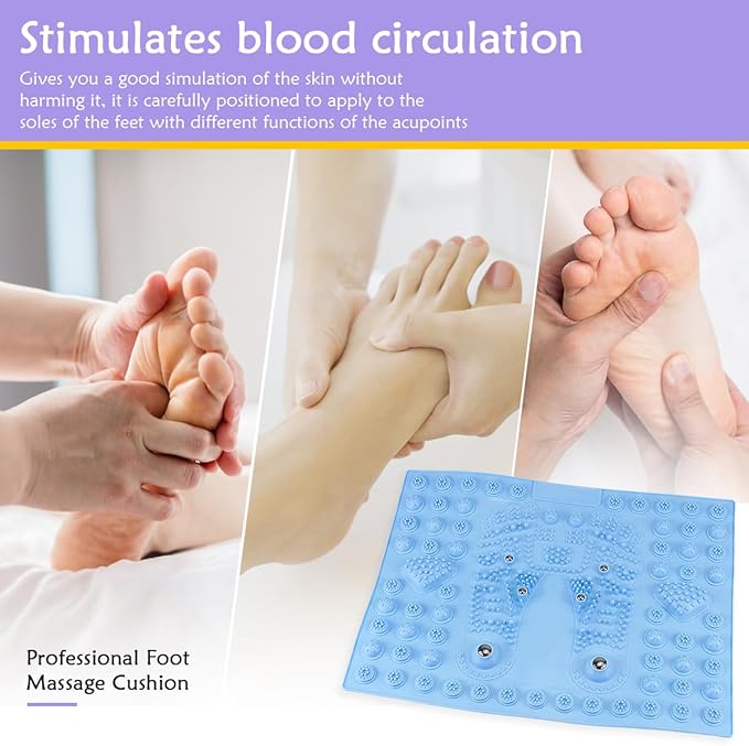 Feet Massage Pad Massager Tool Foot Acupressure Mat Pressure Relief Pad Foot Acupressure Cushion Shiatsu Reflexology Massager (Blue)