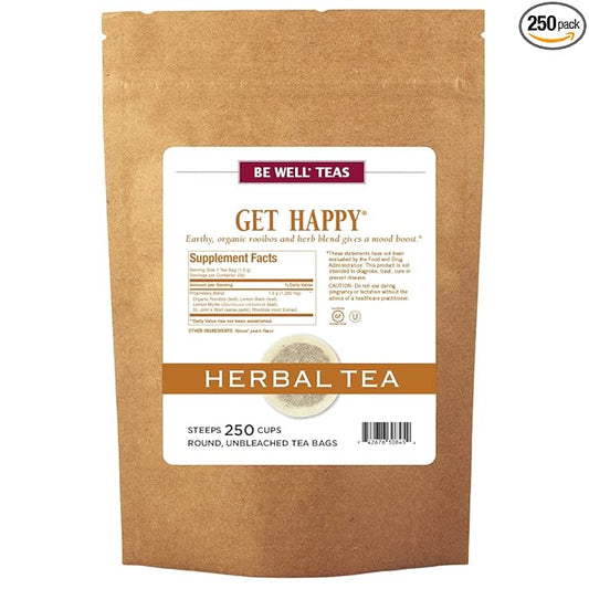 The Republic of Tea Be Well Teas No. 13, Get Happy Herbal Tea For Lifting Your Spirits, Refill Pack of 250 Tea Bags