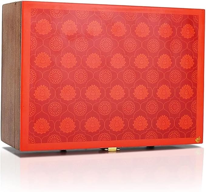 Octavius Gift's Select - Assorted Tea in Lotus Printed Wooden Box | 6 Flavors, 90 Tea Bags | Black & Green Tea | Tea Gifts for Women & Men | Tea Variety Pack