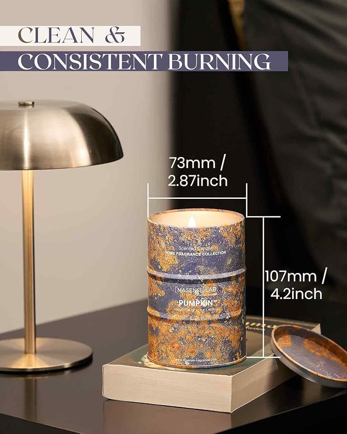 M&SENSE Pumpkin Scented Candles Natural Non Toxic, Aromatherapy Candle for Stress Relief Meditation Relaxing, Housewarming Gifts for Women Men, 11.3oz 70 Hour Long Burning