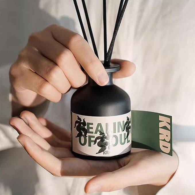 KRD Series Moroccan Mint Tea Reed Diffuser Set, 3.38 fl oz (100ml) Premium Scented Oil Diffuser with 8 Natural Rattan Sticks, Long-Lasting Fragrance for Home Office Bathroom Decor