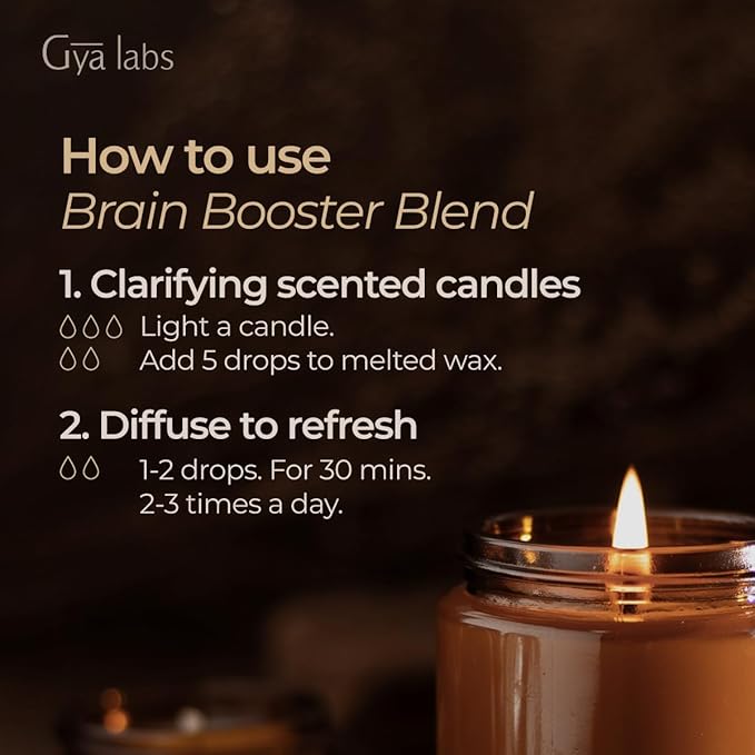 Gya Labs Brain Booster Essential Oil for Aromatherapy – 0.34 Fl Oz – Premium Grade Essential Oils for Diffuser, Aromatherapy, Hair Care, Skin Care, Body, Massage & DIY Candle Making Scents