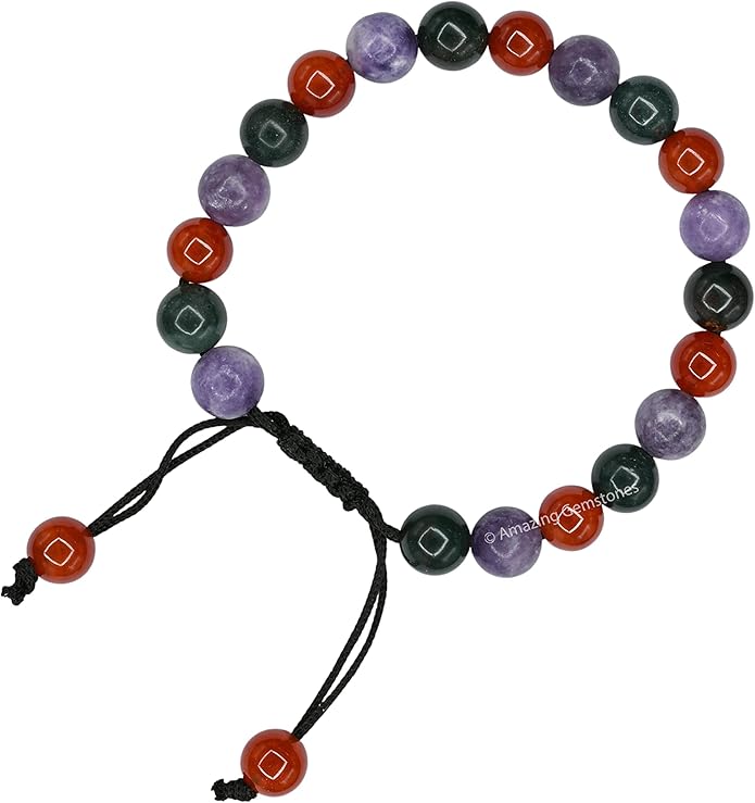Natural Healing Crystal Bracelet for Women - Mens Bracelet Energy Balancing Gemstones Set - Adjustable Stone Bead Bracelet for Men and Women - Chakra Crystal Therapy Accessory, Meditation