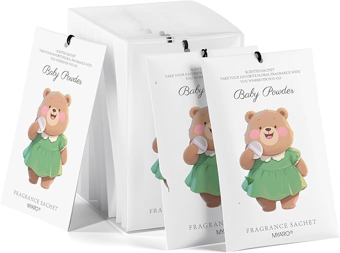 12 Packs Baby Powder Scent Sachets Room Air Freshener for Closet Drawer Clothes Storage Small Space Odor Eliminator