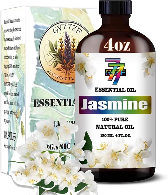 Jasmine Essential Oil (4 oz/120 ml) — Jasmine Oils for Aromatherapy, diffusers, humidifiers, Home fragrances, DIY Skincare, soap Making, DIY Candle, Relaxation, Yoga, and Meditation