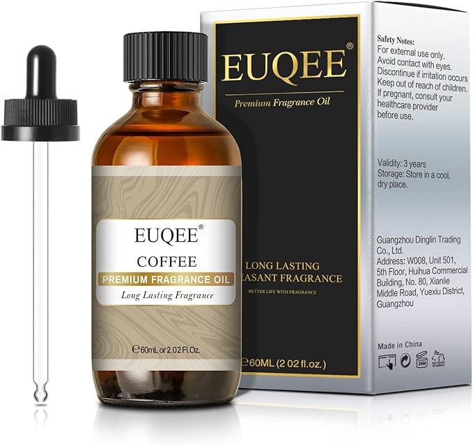EUQEE 60ML Coffee Fragrance Oil 2.02 Fl oz Premium Fragrance Essential Oils with Glass Dropper for Diffuser, DIY Bath Bombs, Aromatherapy, Soap Candle Making