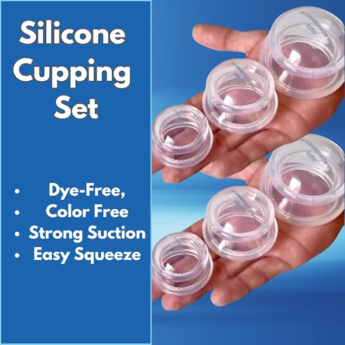 Cupping Warehouse Supreme 6 INT Pro 5560 Silicone Cupping Set - Cupping Kit for Massage Therapy-Soft Ultra Clear Dye-Free for Body Sculpt, Cellulite, Scar & Pain (2S 1.5", 2M 2", 2L 2.5") - Not 6065