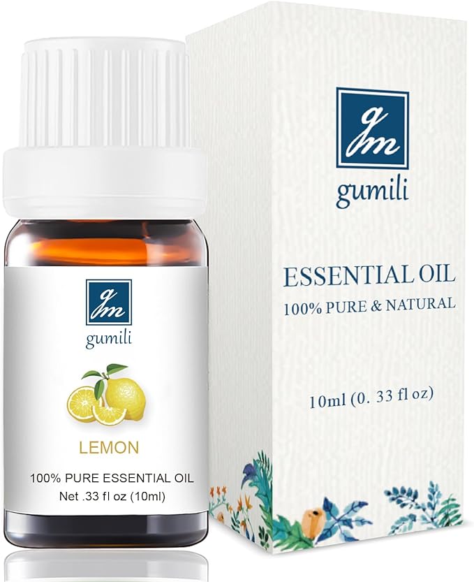 Lemon Essential Oil - Pure Organic Lemon Oil for Diffuser, Spray, Skin & Hair Care, Massage, DIY Candles & Soap - 10mL