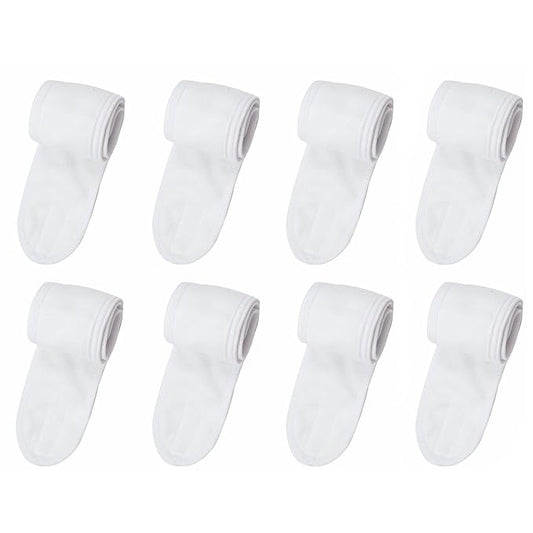 8 Pack Spa Facial Headband Whaline Head Wrap Terry Cloth Headband Stretch Towel with Magic Tape for Bath, Makeup and Sport (White)