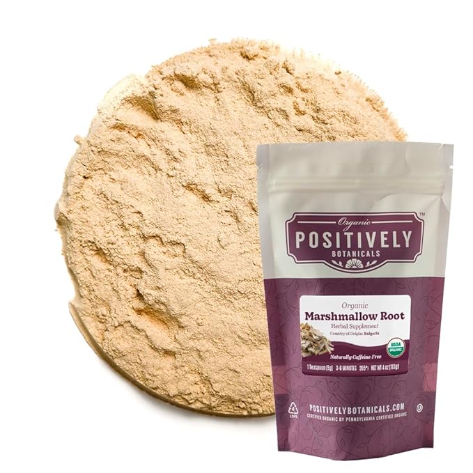 Organic Positively Botanicals Company, Marshmallow Root Herbal Tea, Loose Leaf Botanical, 4 Ounce