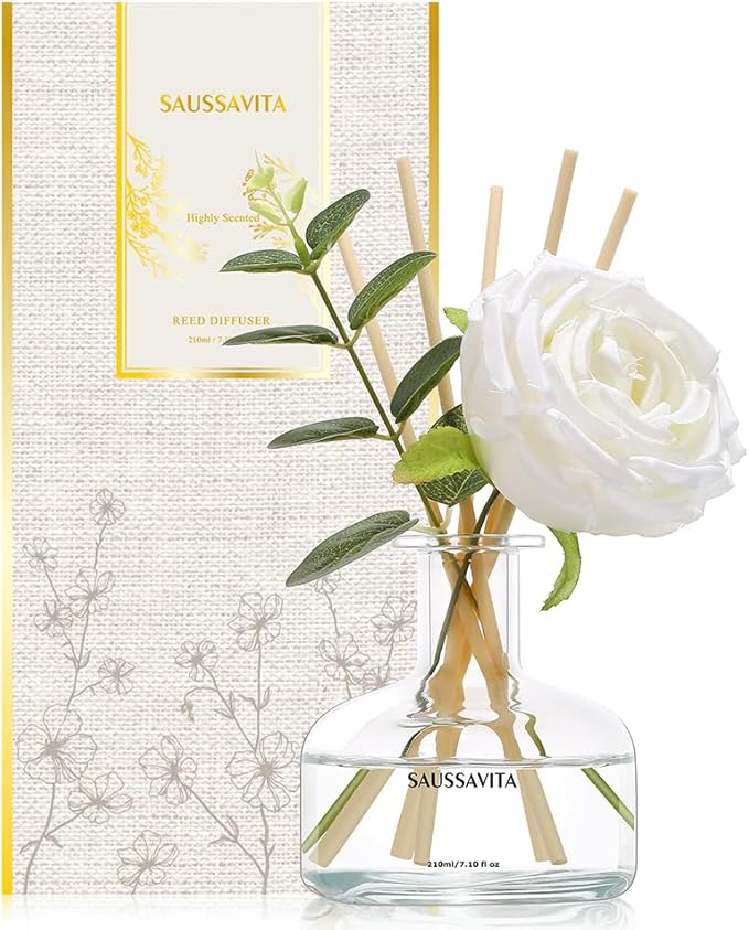 Reed Diffusers Set, 7.10 oz Flower Scented Diffuser with 7 Sticks, Long Lasting Home Fragrance for 120 Days, Perfect for Bathroom, Shelf Decor, Air Fresheners