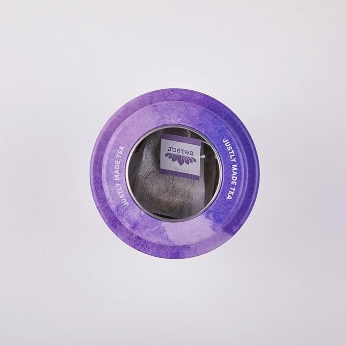 JusTea Purple Rain | Pyramid Compostable Tea Bags | Purple Tea | 12+ Cups | Very Low Caffeine | Award-Winning | Fair Trade | Non-GMO