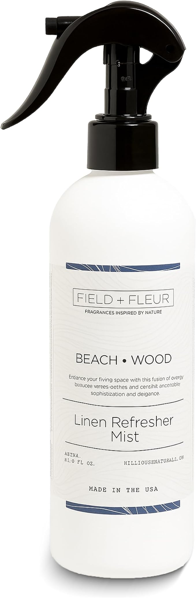 FIELD FLEUR Beachwood Linen & Room Spray 15.5 oz - Aromatic & Refreshing Bedding & Fabric Mist - Air Freshener for Clothes & Sofas - Notes of Peach, Orange Blossom, Moss & Sandalwood -Made in USA