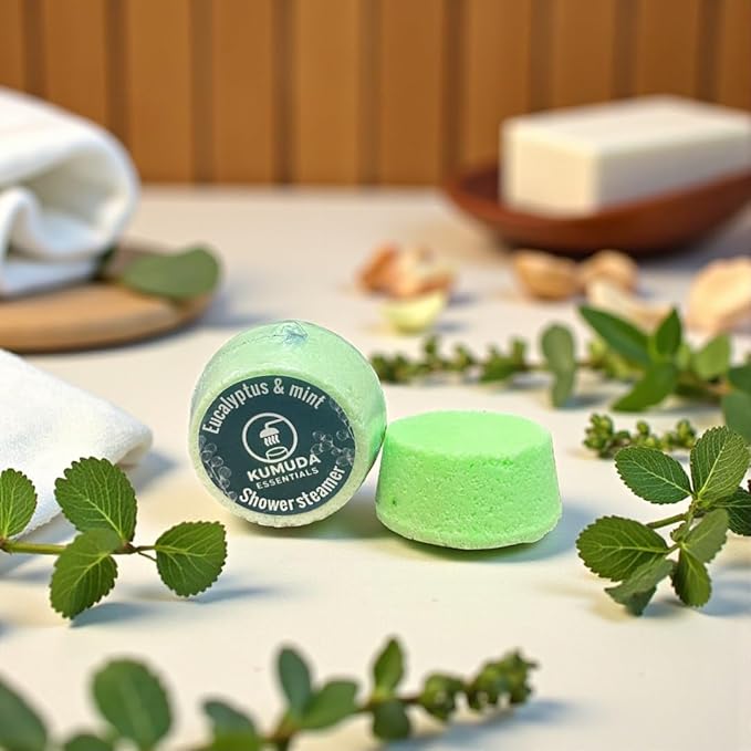 Kumuda Essentials Shower Steamers Pack of 15 Eucalyptus and Mint Aromatherapy Tablets Gift for Women, Birthday, Anniversary (30g Each)