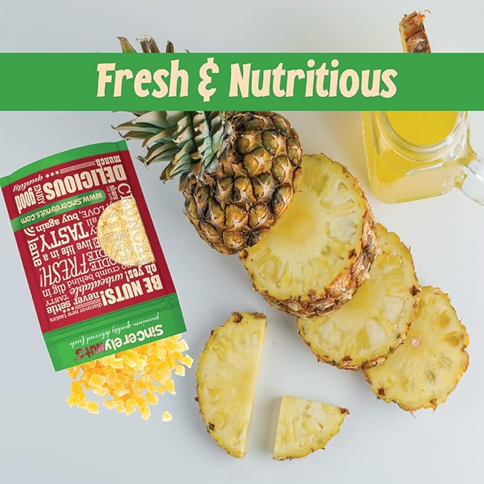Sincerely Nuts Diced Pineapple (2 LB)-The Perfect Healthy Snack - Vegan, Gluten-Free and Kosher Superfood - Dried Fruit for Yogurts, Trail Mix, and More-Tasty Cooking Staple for Your Favorite Dishes