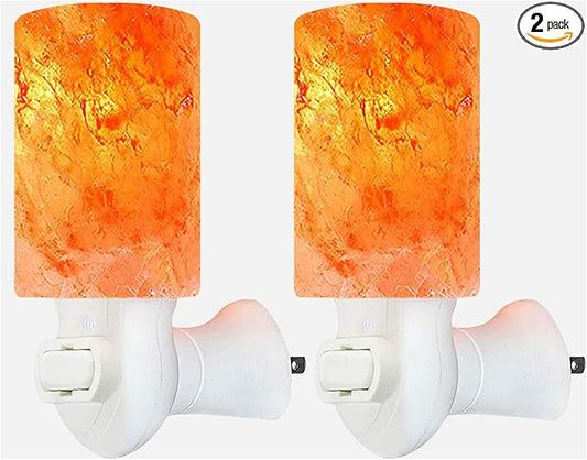 Himalayan Rock Salt Night Light Cylinder Shape 2Pack