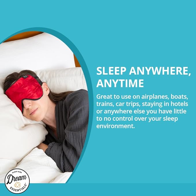 Dream Essentials Ultra Silk 360 Sleep Mask, Mulberry Silk Blindfold Eye Mask with 2 Fully Adjustable Straps, Thin Profile Night Mask Great for Side, Stomach, or Back Sleepers - Black