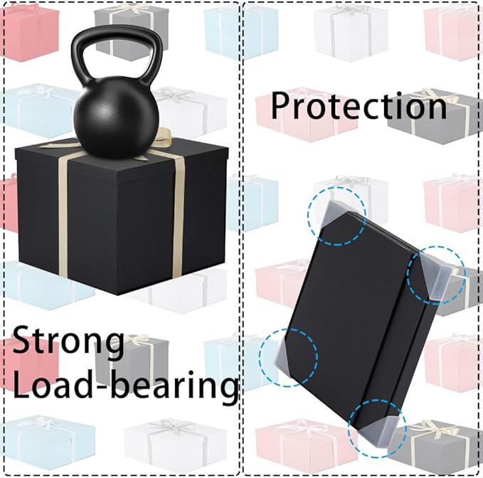 Gift Box with Lid 7x7x6.5 Inches, Black Gift Boxes for presents Packaging for Birthdays, Valentine's Day, Christmas, Anniversaries (Include Shredded Paper Fill, Envelope Card Ribbon)