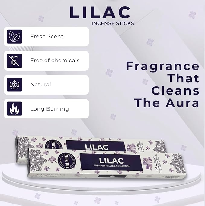 Lilac Incense Sticks - Total 120 Insence-Sticks - 6 Packs of 20 Insense - Inciensos - Inscents - Natural Non Toxic Ingredients - Incents - Incence - Inscense - Insents