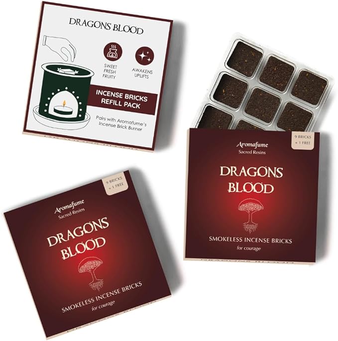 Aromafume Dragons Blood Incense Bricks (3 Trays x 9 Pieces Each) | Ideal for Positive Vibe Generation, clearing Negative Energy, Purification, Relaxation, Healing & Rituals | Refill Pack
