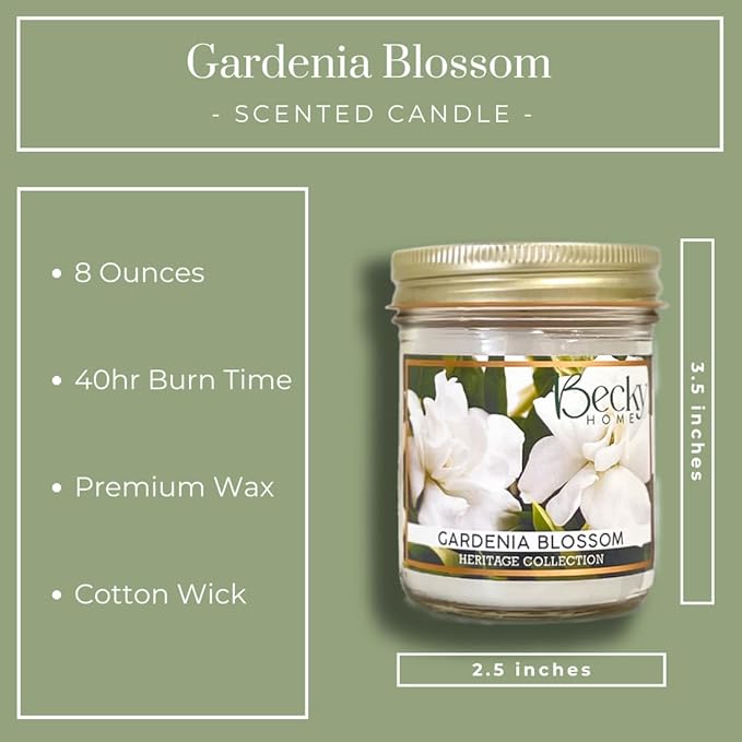 8oz Gardenia Scented Candles for Home, 45 Hrs Soy Wax Scented Candle for Stress Relief, Aromatherapy Candle Gifts for Men and Women, Floral Scent