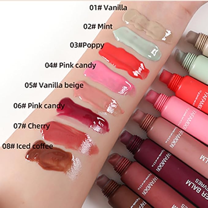 5 PCS Tinted Lip Balm Butter Set,Moisturizing Lip Gloss,Long Lasting Hydrating Glow Non-Sticky Tint Lip Stain,Soothes & Softens Dry Lips Makeup Gift for Women