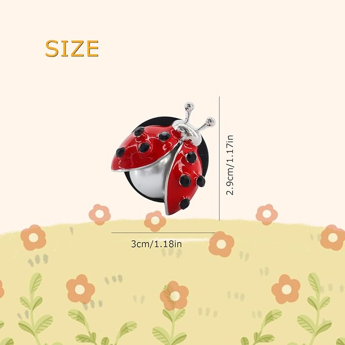 Ladybug Car Accessories,2pcs Lady Bug Air Vent Clips Car Air Fresheners,Refillable Animal Decoration Diffusers,Girly Rhinestone Dashboard Charms for Women Teens