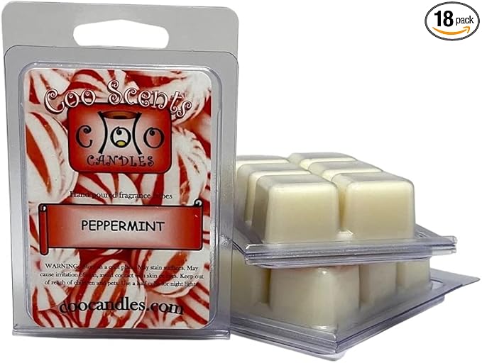 3 Pack Soy Blend Wickless Candles Scented Wax Melts Bars – Peppermint - Made in The USA - 6 Cubes per Package. for Scented Wax melt Warmer.