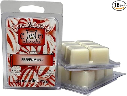 3 Pack Soy Blend Wickless Candles Scented Wax Melts Bars – Peppermint - Made in The USA - 6 Cubes per Package. for Scented Wax melt Warmer.