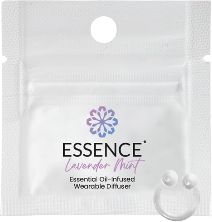 Essence Wearable Aromatherapy Nasal Diffuser – Lavender Mint Essential Oil Nose Ring Silicone Inhaler for Stress & Mood Support - Made in USA & Travel-Friendly