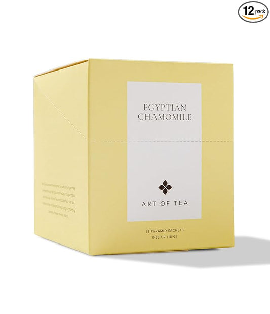 Art of Tea | Organic Egyptian Chamomile Tea Bags (Naturally Caffeine Free) | 12 Count Sampler Box