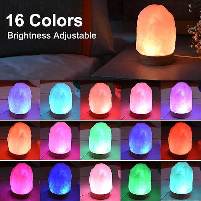 FANHAO Himalayan Salt Lamp 16 Colors, Natural Crystal Salt Rock Lamp Hand Carved Night Lights, USB Salt Crystal Lamp Remote Control for Meditation, Home Décor & Gifts