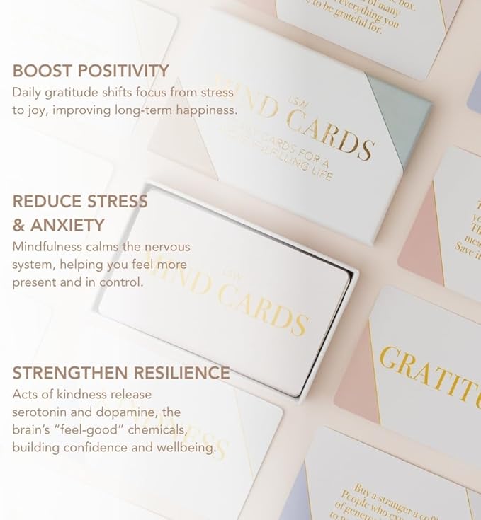 Mind Cards 45 Cards for Daily Rituals, Gratitude & Journaling Simple Steps to Positive Habits, Self Care for Busy Lives & Careers For Women & Men