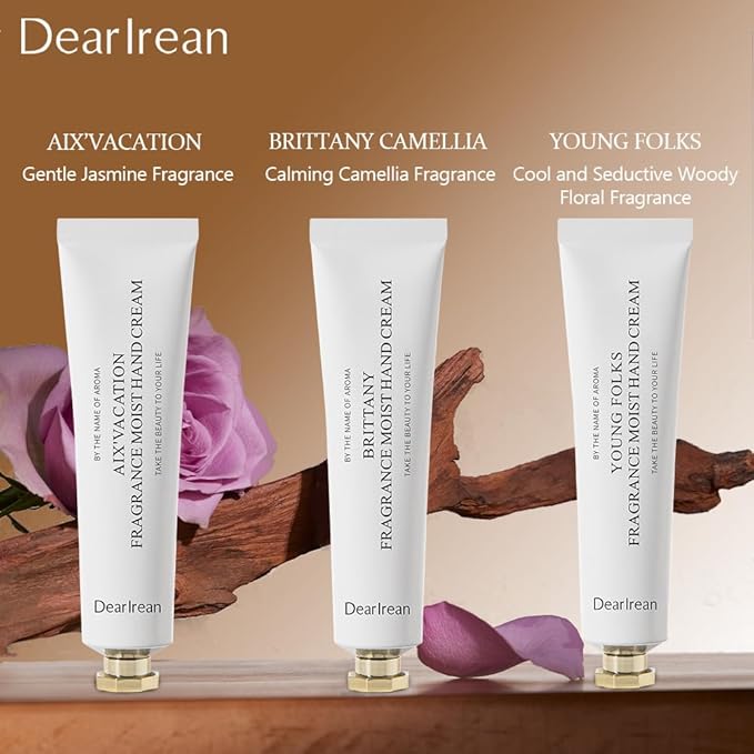Dear Irean Fragrance Moist Hand Cream for Dry Cracked Hands with Multiple Hydrating Extracts and Long Time Lasting Moisturizing, Available In All Seasons, 1.18 Oz Tube (BRITTANY)