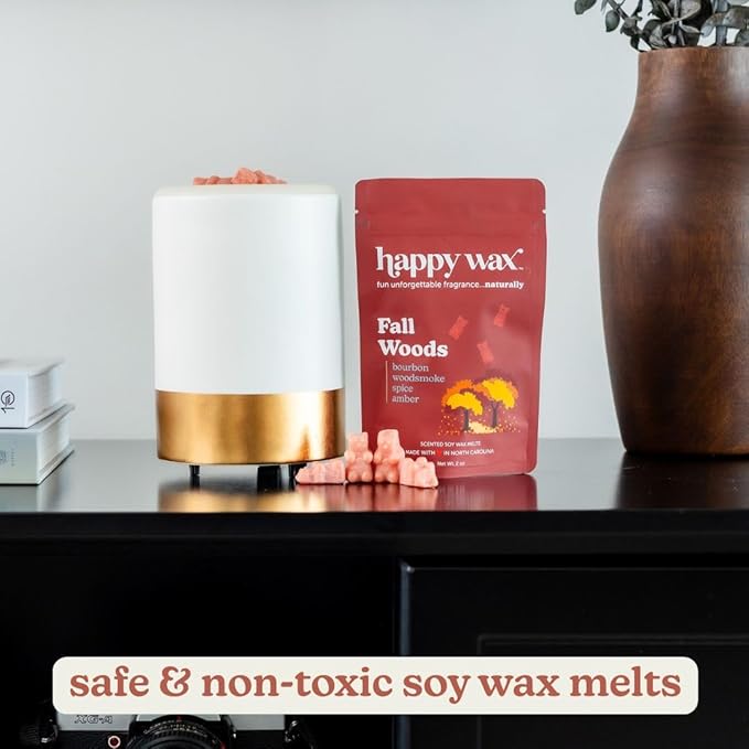 Happy Wax Fall Woods Scented Bear Wax Melts - Natural Strong Fall Infused with Essential Oils - Non Toxic and Pet Safe - for Use with Wax Warmers (8 oz Pouch)