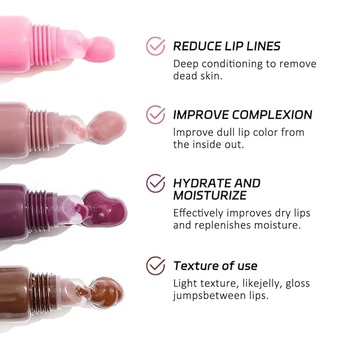 Lip Butter Balm, Cherry Flavor, Ultra-Hydrating with Natural Ingredients, 4-Pack (Set04（01#+04#+05#+07#）, 4Pcs (Pack of 1))